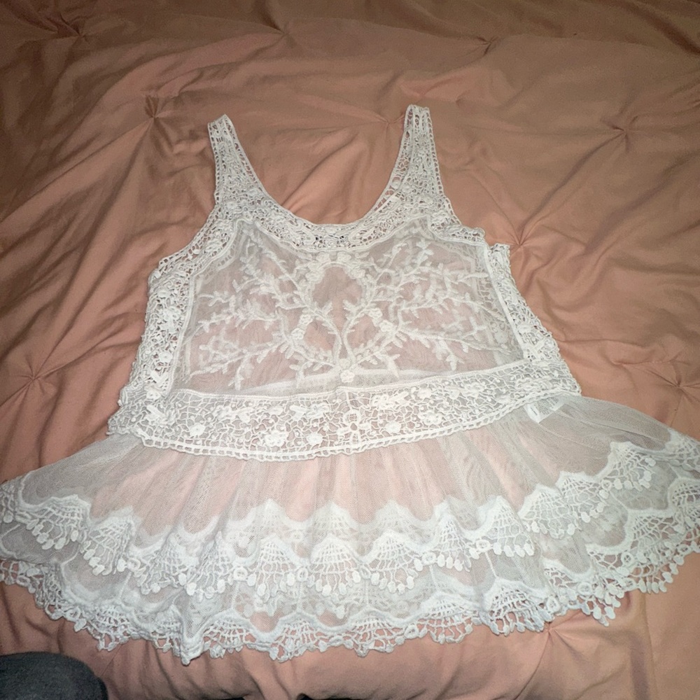 White lace tank top
